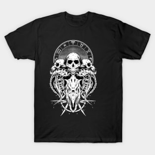 Aries skull zodiak Dark art series T-Shirt